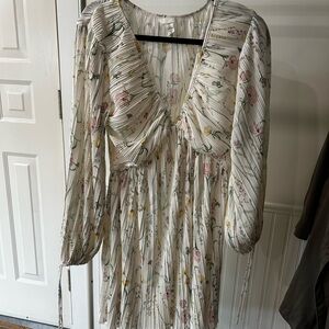 H&M White Floral Midi Dress